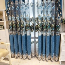 Tenda Semi-Oscurante Su Misura, Stile Cinese, In Ciniglia, Con Ricamo Pipa, Per Soggiorno, Camera Da Letto