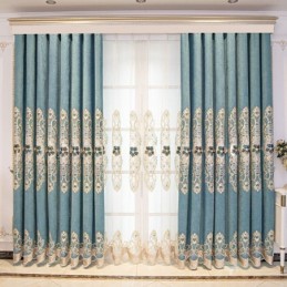 Tende Semi-Oscuranti In Ciniglia Con Ricamo Floreale Europeo Per Soggiorno E Camera Da Letto
