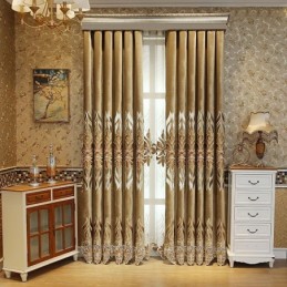 Tenda Ricamata In Ciniglia Su Misura, Semi-Oscurante, Con Motivo Floreale Europeo, Per Soggiorno, Camera Da Letto