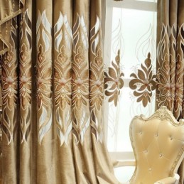 Tenda Ricamata In Ciniglia Su Misura, Semi-Oscurante, Con Motivo Floreale Europeo, Per Soggiorno, Camera Da Letto
