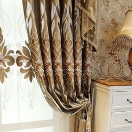 Tenda Ricamata In Ciniglia Su Misura, Semi-Oscurante, Con Motivo Floreale Europeo, Per Soggiorno, Camera Da Letto