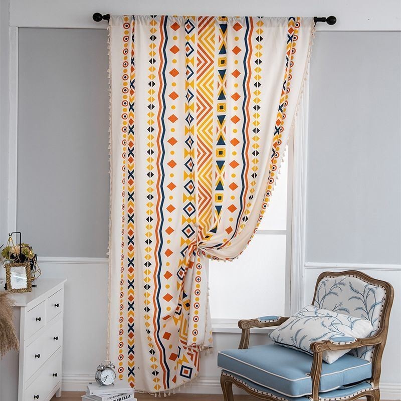 Tende In Lino In Stile Nordico Con Stampa Geometrica Per Soggiorno E Camera Da Letto