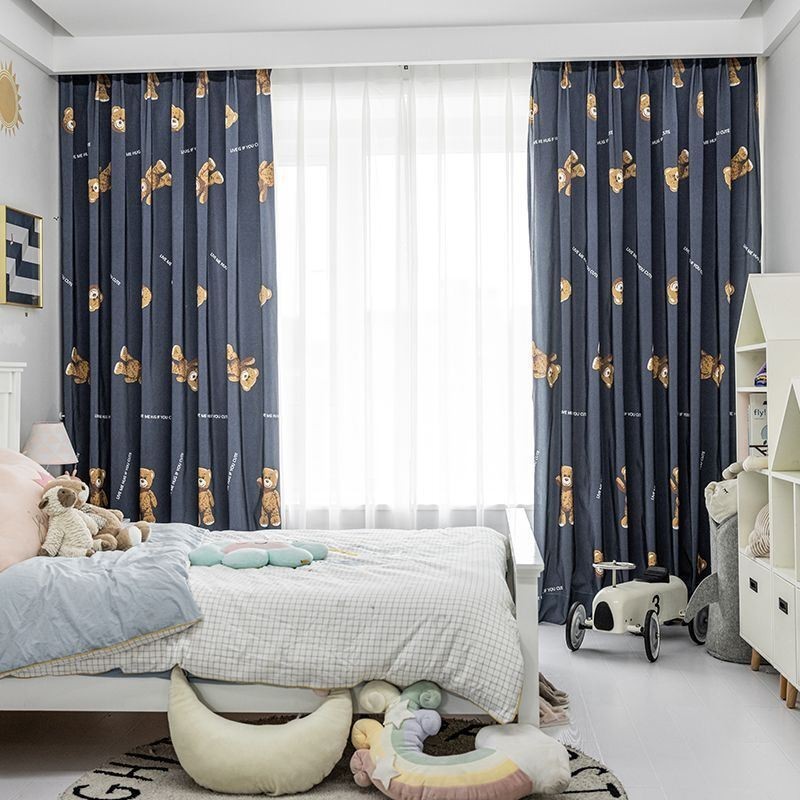 Tenda In Cotone Su Misura Con Stampa Orso, Stile Bambini