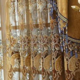 Tenda Semi-Oscurante Su Misura Con Ricamo Floreale Europeo, Imitazione Cashmere Per Soggiorno