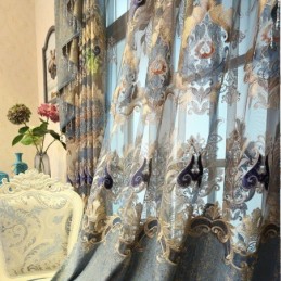 Tenda Semi-Oscurante In Ciniglia Su Misura, Con Ricamo Floreale Europeo, Per Soggiorno E Camera Da Letto