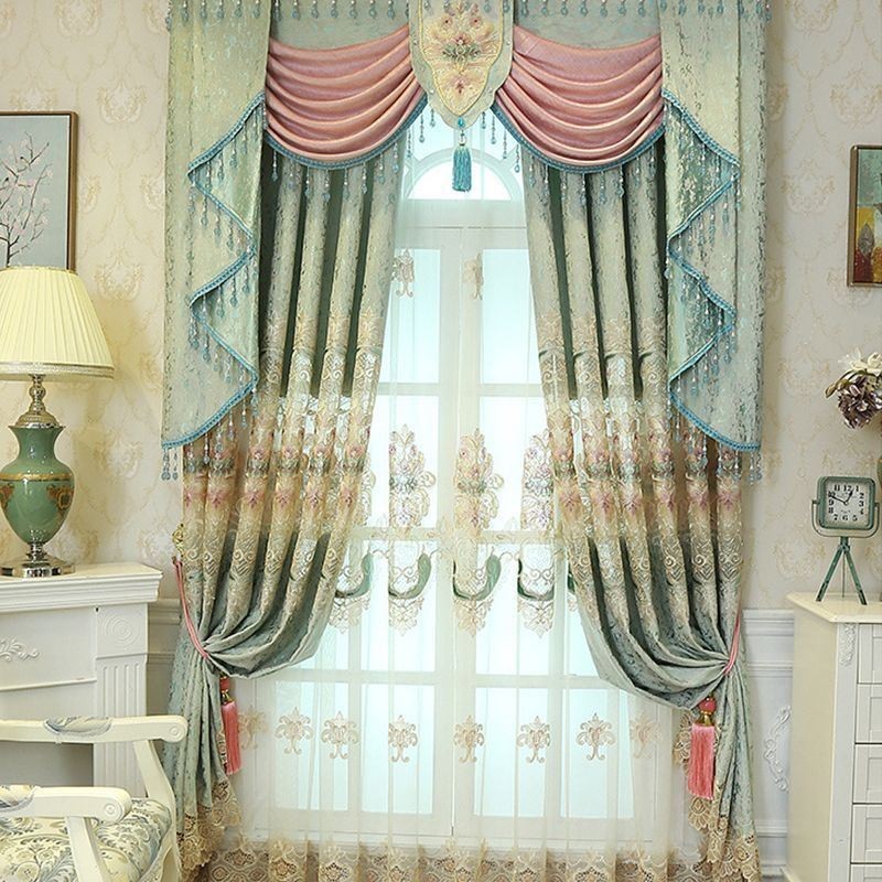 Tenda Semi-Oscurante In Ciniglia Su Misura, Con Ricamo Floreale Europeo, Per Soggiorno, Camera Da Letto