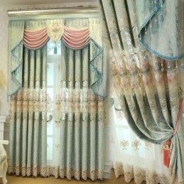Tenda Semi-Oscurante In Ciniglia Su Misura, Con Ricamo Floreale Europeo, Per Soggiorno, Camera Da Letto
