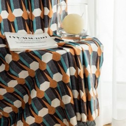 Tenda In Ciniglia Su Misura, Stile Nordico, Stampa Geometrica, Oscurante