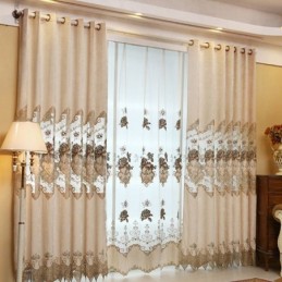 Tenda Semi-Oscurante In Ciniglia Su Misura, Stile Europeo, Con Ricamo Floreale, Per Soggiorno, Camera Da Letto