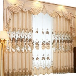 Tenda Semi-Oscurante In Ciniglia Su Misura, Stile Europeo, Con Ricamo Floreale, Per Soggiorno, Camera Da Letto