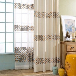 Tenda Oscurante In Cotone E Lino Su Misura, Motivo Nordico Geometrico Ricamato Per Soggiorno E Camera Da Letto
