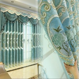 Tenda Semi-Oscurante Europea Su Misura, Con Ricamo Floreale In Ciniglia Per Soggiorno, Camera Da Letto