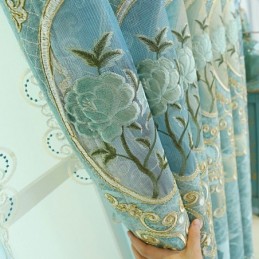Tenda Semi-Oscurante Europea Su Misura, Con Ricamo Floreale In Ciniglia Per Soggiorno, Camera Da Letto