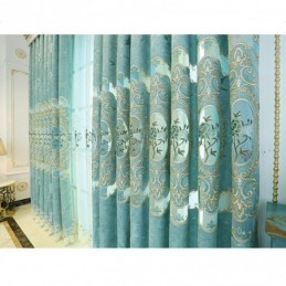 Tenda Semi-Oscurante Europea Su Misura, Con Ricamo Floreale In Ciniglia Per Soggiorno, Camera Da Letto