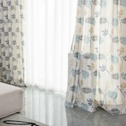 Tenda In Cotone Su Misura, Stile Nordico, Stampa A Foglia