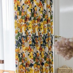 Tenda In Cotone Su Misura Con Stampa Di Piante In Stile Nordico
