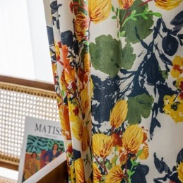Tenda In Cotone Su Misura Con Stampa Di Piante In Stile Nordico