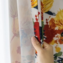 Tenda In Cotone Su Misura Con Stampa Di Piante In Stile Nordico
