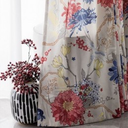 Tenda In Stile Nordico Su Misura, In Cotone Stampato Floreale