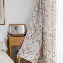 Tenda In Stile Nordico Su Misura, Tenda In Cotone Con Stampa Vegetale