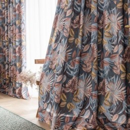 Tenda In Cotone Su Misura, Stampa A Foglia, Stile Americano