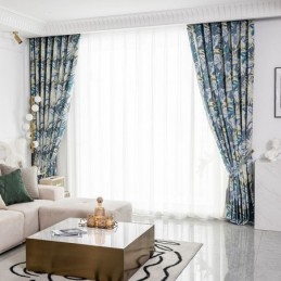 Tenda In Cotone Su Misura, Stampa A Foglia, Stile Americano