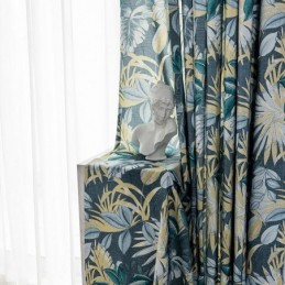 Tenda In Cotone Su Misura, Stampa A Foglia, Stile Americano
