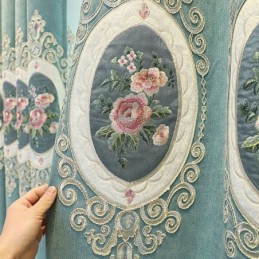 Tende In Ciniglia Ricamate In Stile Europeo Floreale Per Soggiorno Camera Da Letto
