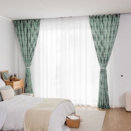 Tenda Stampata A Foglia Su Misura, Stile Nordico, In Cotone