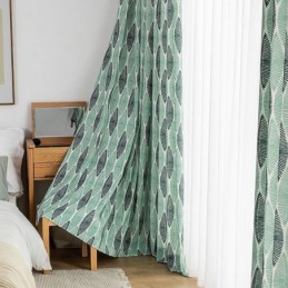 Tenda Stampata A Foglia Su Misura, Stile Nordico, In Cotone