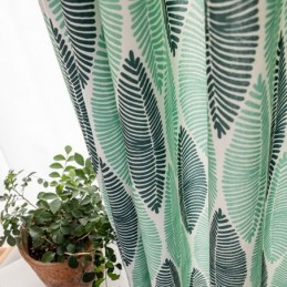 Tenda Stampata A Foglia Su Misura, Stile Nordico, In Cotone