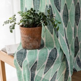 Tenda Stampata A Foglia Su Misura, Stile Nordico, In Cotone