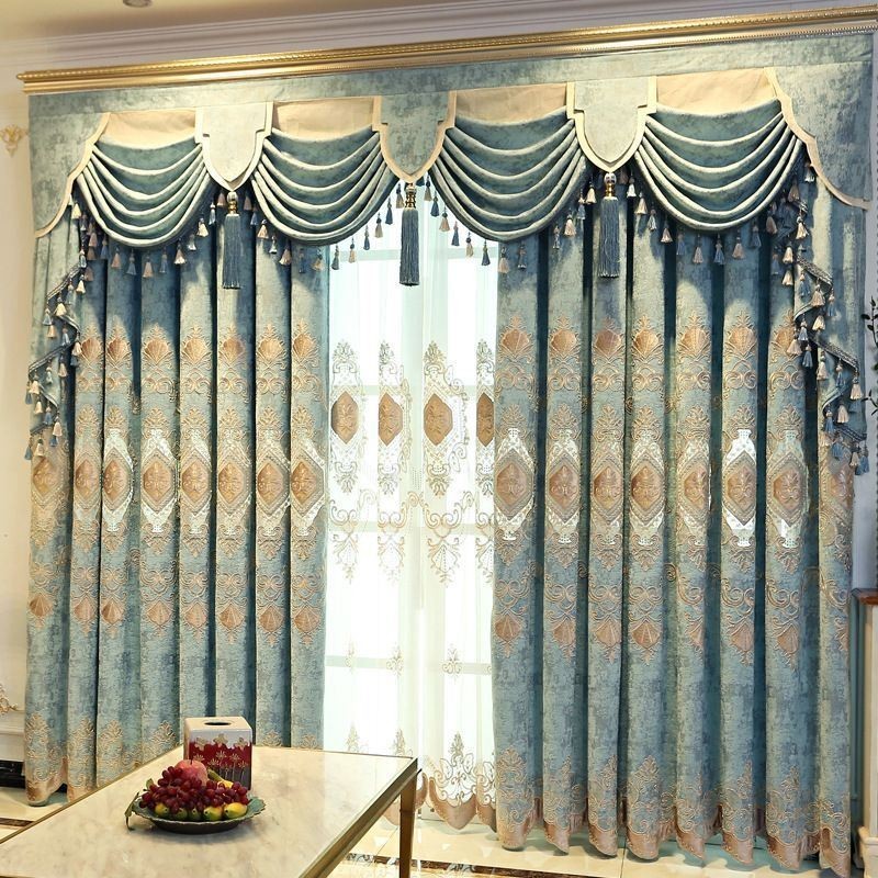 Tenda In Ciniglia Su Misura Con Ricamo Floreale Europeo Per Soggiorno E Camera Da Letto