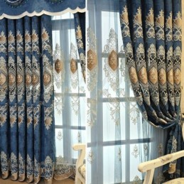 Tenda In Ciniglia Su Misura Con Ricamo Floreale Europeo Per Soggiorno E Camera Da Letto