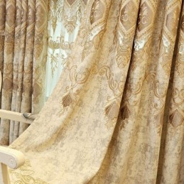 Tenda Semi-Oscurante In Ciniglia Su Misura, Con Ricamo Floreale Europeo, Per Soggiorno E Camera Da Letto