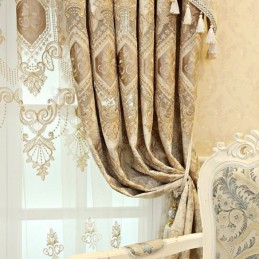 Tenda Semi-Oscurante In Ciniglia Su Misura, Con Ricamo Floreale Europeo, Per Soggiorno E Camera Da Letto