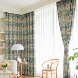 Tenda In Cotone Su Misura, Stile Americano, Stampa Vegetale