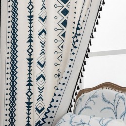 Tenda In Lino Con Stampa Geometrica, Su Misura, In Stile Nordico, Per Soggiorno E Camera Da Letto