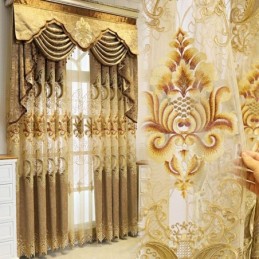 Tenda Semi-Oscurante In Ciniglia Su Misura, Con Ricamo Floreale Europeo, Per Soggiorno, Camera Da Letto