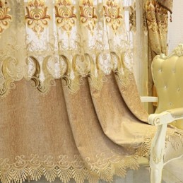 Tenda Semi-Oscurante In Ciniglia Su Misura, Con Ricamo Floreale Europeo, Per Soggiorno, Camera Da Letto