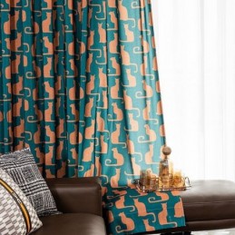 Tenda In Cotone Su Misura Con Stampa Di Gattini In Stile Nordico