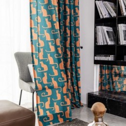 Tenda In Cotone Su Misura Con Stampa Di Gattini In Stile Nordico