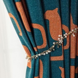 Tenda In Cotone Su Misura Con Stampa Di Gattini In Stile Nordico