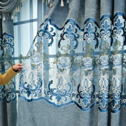 Tende Semi-Oscuranti In Ciniglia Con Ricami Floreali In Stile Europeo Per Soggiorno E Camera Da Letto