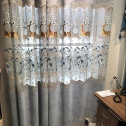 Tende In Ciniglia Nordica Con Ricamo Fulvo, Semi-Oscuranti, Per Soggiorno E Camera Da Letto
