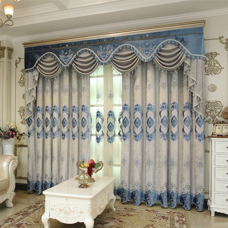 Tenda In Ciniglia Su Misura, Con Ricamo Europeo Di Fiori, Semi-Oscurante Per Soggiorno, Camera Da Letto