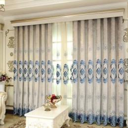 Tenda In Ciniglia Su Misura, Con Ricamo Europeo Di Fiori, Semi-Oscurante Per Soggiorno, Camera Da Letto