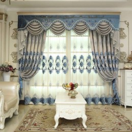 Tenda In Ciniglia Su Misura, Con Ricamo Europeo Di Fiori, Semi-Oscurante Per Soggiorno, Camera Da Letto