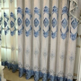 Tenda In Ciniglia Su Misura, Con Ricamo Europeo Di Fiori, Semi-Oscurante Per Soggiorno, Camera Da Letto