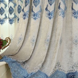 Tenda In Ciniglia Su Misura, Con Ricamo Europeo Di Fiori, Semi-Oscurante Per Soggiorno, Camera Da Letto